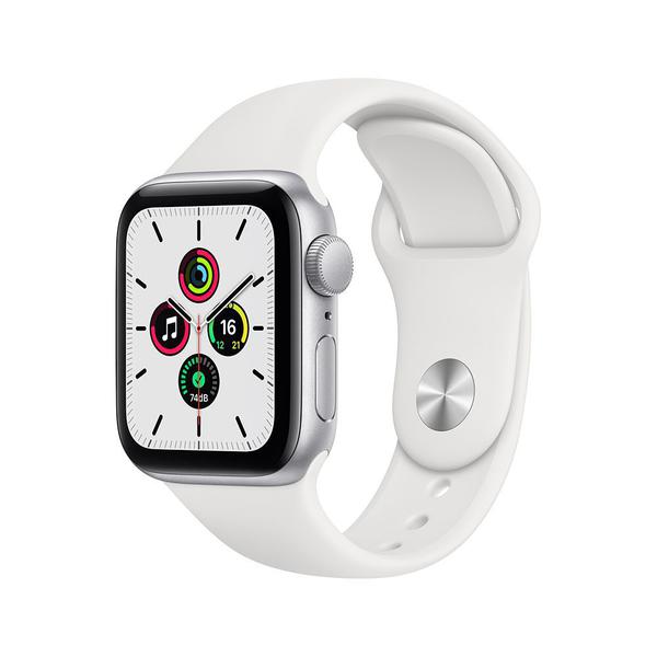 Apple Watch SE (GPS) 40mm Caixa Prateada de Alumínio com Pulseira Esportiva Branca