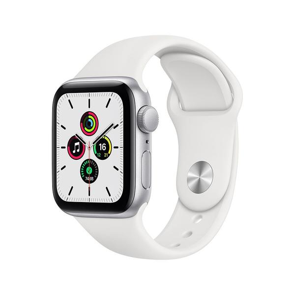 Apple Watch SE (GPS) 44mm Caixa Prateada de Alumínio com Pulseira Esportiva Branca