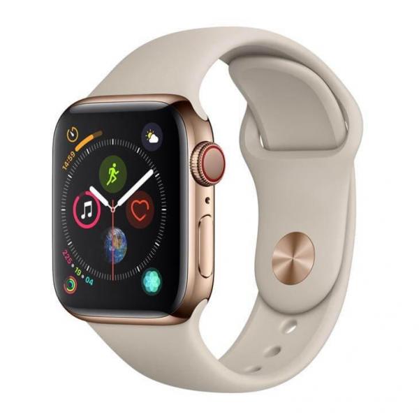 Apple Watch Series 4 Cellular + GPS, 40 Mm, Aço Inoxidável Dourado, Pulseira Esportiva Cinza