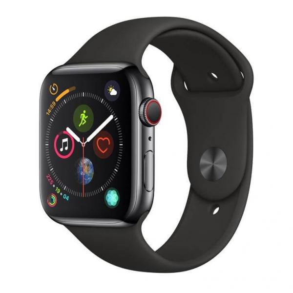 Apple Watch Series 4 Cellular + GPS, 44 Mm, Aço Inoxidável Cinza Espacial, Pulseira Esportiva Preto