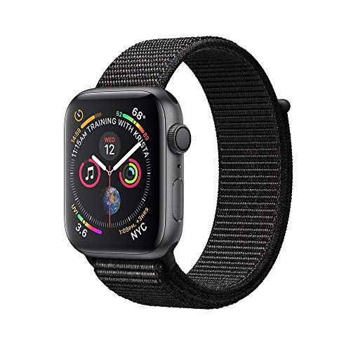 Apple Watch Series 4 Gps, 44 Mm, Alumínio Cinza Espacial, Pulseira Esportiva Loop Preta e Fecho Ajustável - Mu6e2bz/a