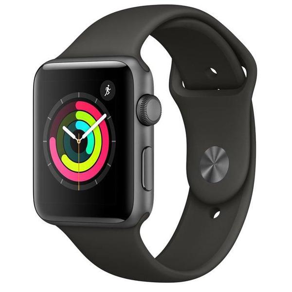 Apple Watch Series 3, 42 Mm, Alumínio Cinza Espacial, Pulseira Esportiva Cinza e Fecho Clássico - MTF32BZ/A