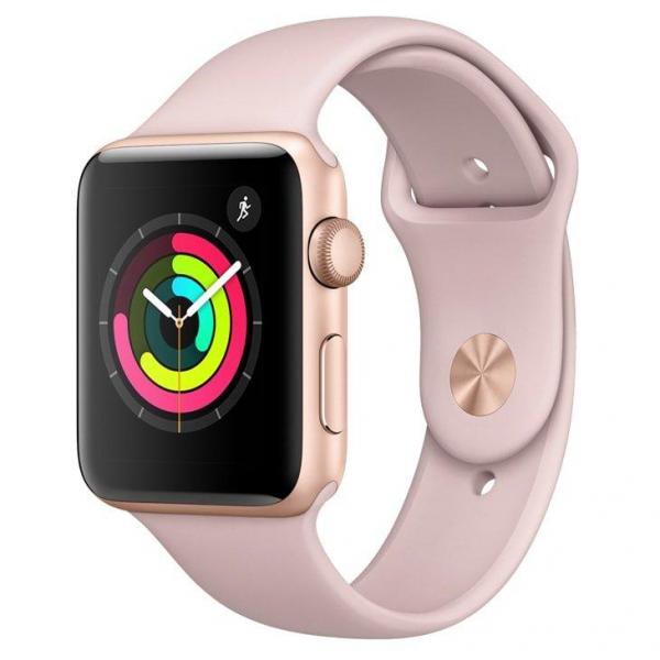 Apple Watch Series 3, 42 Mm, Alumínio Dourado, Pulseira Esportiva Rosa e Fecho Clássico - MQL22BZ/A