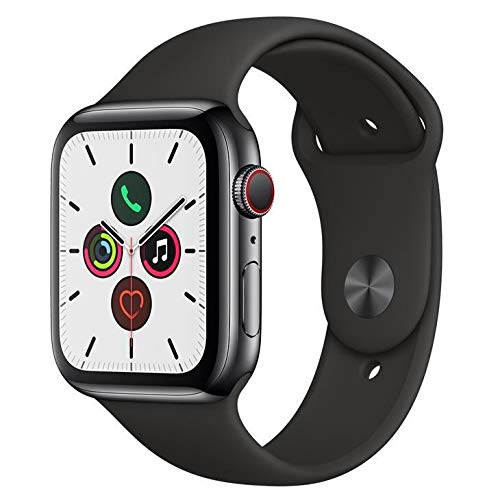 Apple Watch Series 5 Cellular + Gps, 44 Mm, Aço Inoxidável Cinza Espacial, Pulseira Esportiva Preto e Fecho Clássico - Mwwk2bz/A