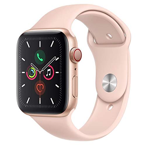 Apple Watch Series 5 Cellular + Gps, 44 Mm, Alumínio Dourado, Pulseira Esportiva Areia Rosa e Fecho Clássico - Mwwd2bz/a