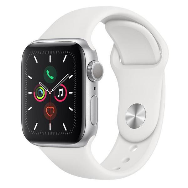 Apple Watch Series 5 GPS, 40 Mm, Alumínio Prata, Puls Esportiva Branca e Fecho Clássico - MWV62BZ/A