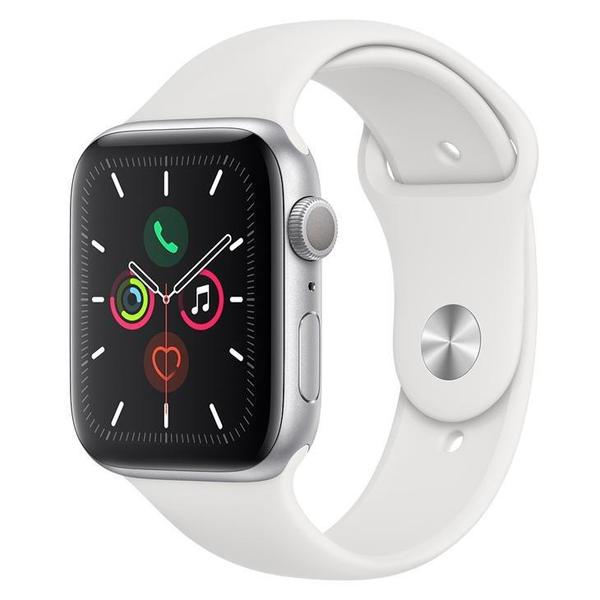 Apple Watch Series 5 GPS, 44 Mm, Alumínio Prata, Puls Esportiva Branca e Fecho Clássico - MWVD2BZ/A