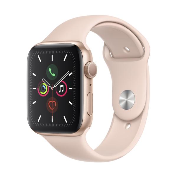 Apple Watch Series 5 (GPS) 44mm, Caixa Alumínio Dourado, Pulseira Esportiva Areia Rosa