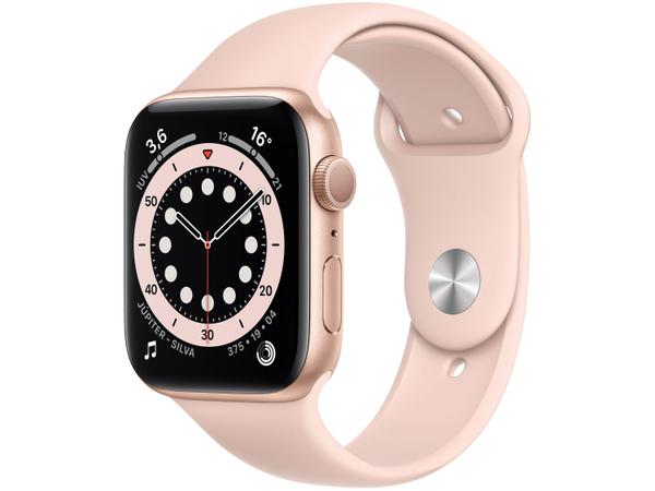 Apple Watch Series 6 44mm Dourada GPS - Pulseira Esportiva Areia-rosa