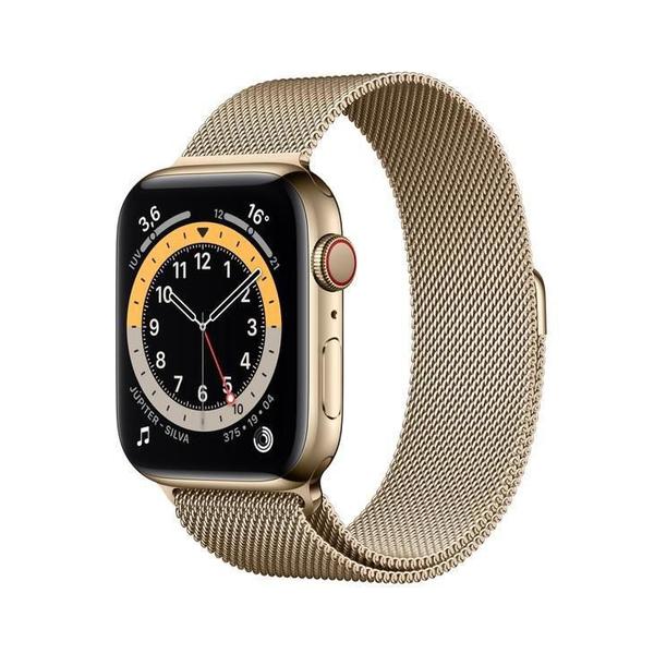 Apple Watch Series 6 Cellular + GPS, 44 Mm, Aço Inoxidável Dourado, Pulseira Estilo Milanês Dourado