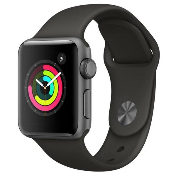 Apple Watch Series 3, 38 Mm, Alumínio Cinza Espacial, Pulseira Esportiva Cinza e Fecho Clássico - MR352BZ/A