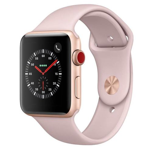 Apple Watch Series 3 Cellular, 42 Mm, Alumínio Dourado, Pulseira Esportiva Rosa e Fecho Clássico - M