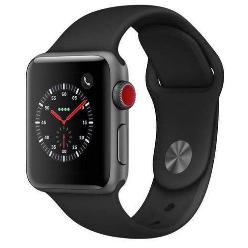 Apple Watch Series 3 Cellular, 38 Mm, Alumínio Cinza Espacial, Pulseira Esportiva Preto e Fecho Clás