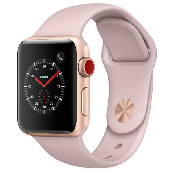 Apple Watch Series 3 Cellular, 38 Mm, Alumínio Dourado, Pulseira Esportiva Rosa e Fecho Clássico - MQKH2BZ/A
