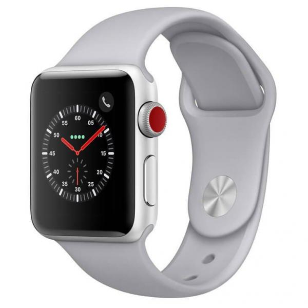 Apple Watch Series 3 Cellular, 38 Mm, Alumínio Prata, Pulseira Esportiva Névoa e Fecho Clássico - MQKF2BZ/A