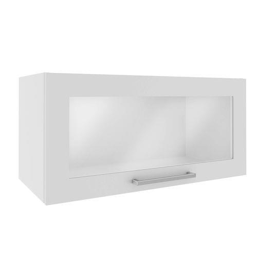 Armário Aéreo 1 Porta Basculante com Vidro 0867 Genialflex Branco Brilho