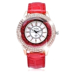 Assista elegante com diamante Decor Quicksand Dial couro Presentes Quartz Relógios de pulso para o aniversário Mulher