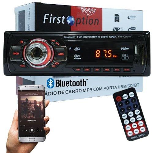 Auto Rádio Som Mp3 Player Automotivo Carro Bluetooth Fm Sd Usb Controle - First Option