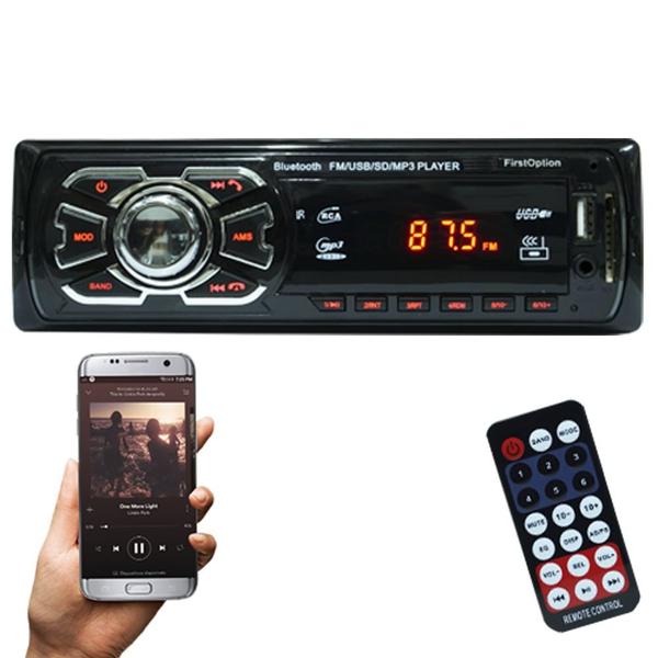 Auto Rádio Som Mp3 Player Automotivo Carro Bluetooth Fm Sd Usb Controle - First Option