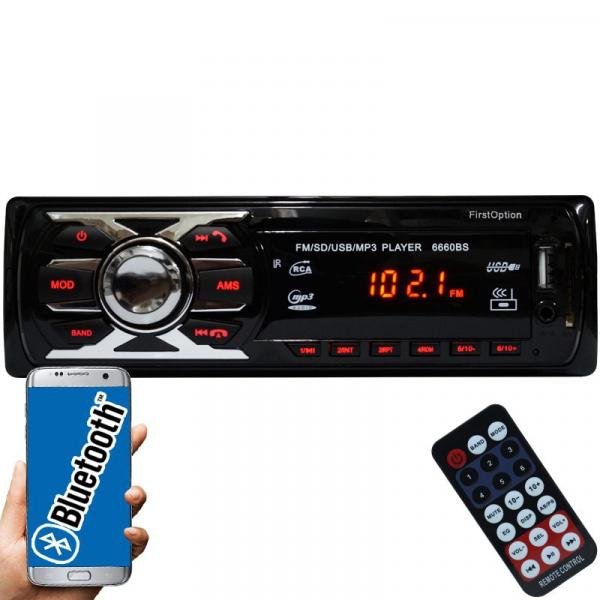 Auto Rádio Som Mp3 Player Automotivo Carro Bluetooth Fm Sd Usb Controle - First Option