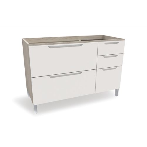 Balcão Cozinha Kappesberg Solaris D647 Madeira 1 Pt + 4 Gavetas S/tampo 120cm - Carvalle/Branco