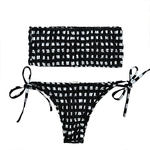 Bandeau Tubo Top Bikini New Divisão Feminino Lq013 Preto e Branco Plaid