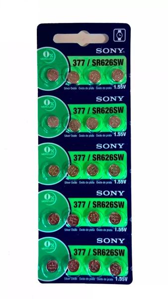 Bateria Pilha para Relógio 377 SR626 Sony Original Cartela com 20 Peças