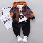 Bebés Meninos da manta Hoodie Jacket shirt com padrão de decoração cor sólida Calças com Ankle Amarrado