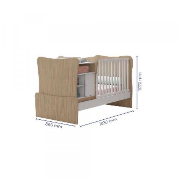 BerÇo Cama Pu Amore Carvalho/branco Qmovi