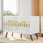 Berço Mini Cama Infantil Retrô 2857 Qmovi Branco/Branco