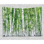 Bétula Tapestry Folhas Verdes Frescas De Verão Floresta Paisagem Rural Tapeçaria De Parede De Suspensão Por Quarto Sala Dormitório