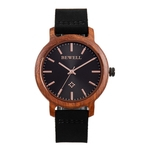 BeWell Unisex de madeira à moda couro relógio de quartzo PU Strap analógico relógio de pulso