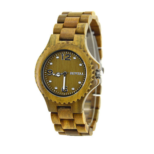 Bewell Unisex Watch Madeira com Ponteiro Luminoso Elegante Quartz Relógio de Pulso Ornamento do Presente