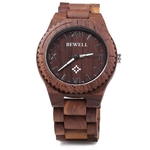 BEWELL ZS - W065A Relógio de Pulso com Balança Numeral Romana de Quartzo Homem de Madeira