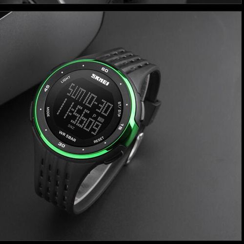 Big Dial Men Esportes Multifuncional Waterproof Digital Rights Watch Verde