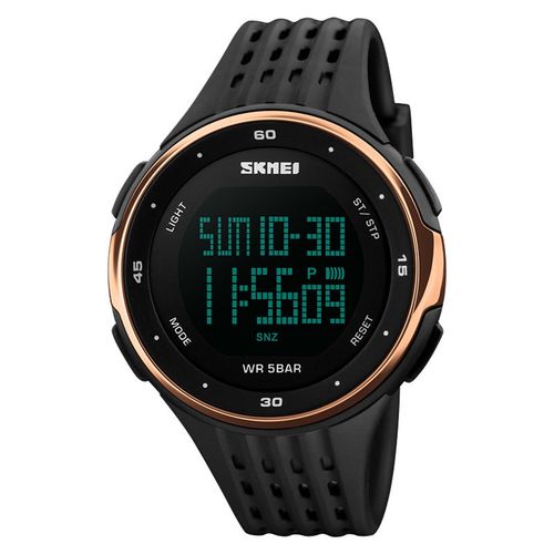 Big Dial Men Esportes Multifuncional Waterproof Digital Watch Rosa de Ouro