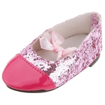 Bling Bling Bownot Cinta Sapatos Para 18 Polegadas Bonecas Rosa