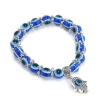 Blue Eye Vintage Bead mão pulseira elástica Pulseira Mulheres de jóias