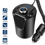 Bluetooth Car FM Transmitter Música Cup Jogador Mãos Titular Livre Chamar Suporte U disco TF Dual USB porta carregador adaptador