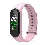 Bluetooth relógio inteligente monitor de freqüência cardíaca pulseira rastreador de fitness rosa