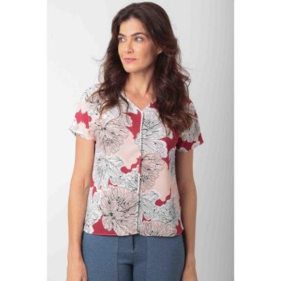 Blusa Decote Crepe Flores Ervadoce Feminina