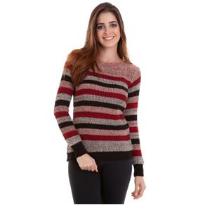 Blusa Tricot Listrado - Vermelho e Preto