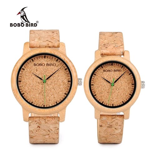 Bobo Relógios de Madeira Artesanal Cortiça Cinta de Bambu Relógio Femi...