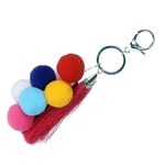 Boho Colorido Bola Fuzzy Borla Charme Pingente Chaveiro Chaveiro Keyfob