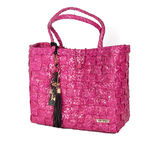 Bolsa de Palha Bahamas Pink com Chaveiro Búzios