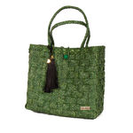 Bolsa de Palha Bahamas Verde com Pingente Corações