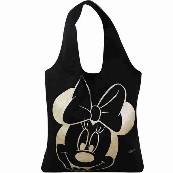 Bolsa Preta Estampa Minnie 60X34X38cm - Disney