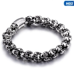 Bonitas Men pulseira pulseiras de esqueleto do crânio Titanium Aço Crânio Bangle Pulseiras Homens Jóias Acessórios