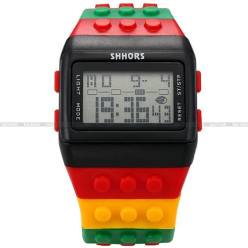 Borracha Doce SHHORS Digital Cronômetro Waterproof Men `s Ladies Sport Watch LED092