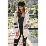 Brasão Mulheres Moda emenda Long Sleeve Cardigan Sweater